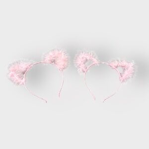 Women's Pink Fluffy Fuzzy Feather Cat Headbands - Total 2